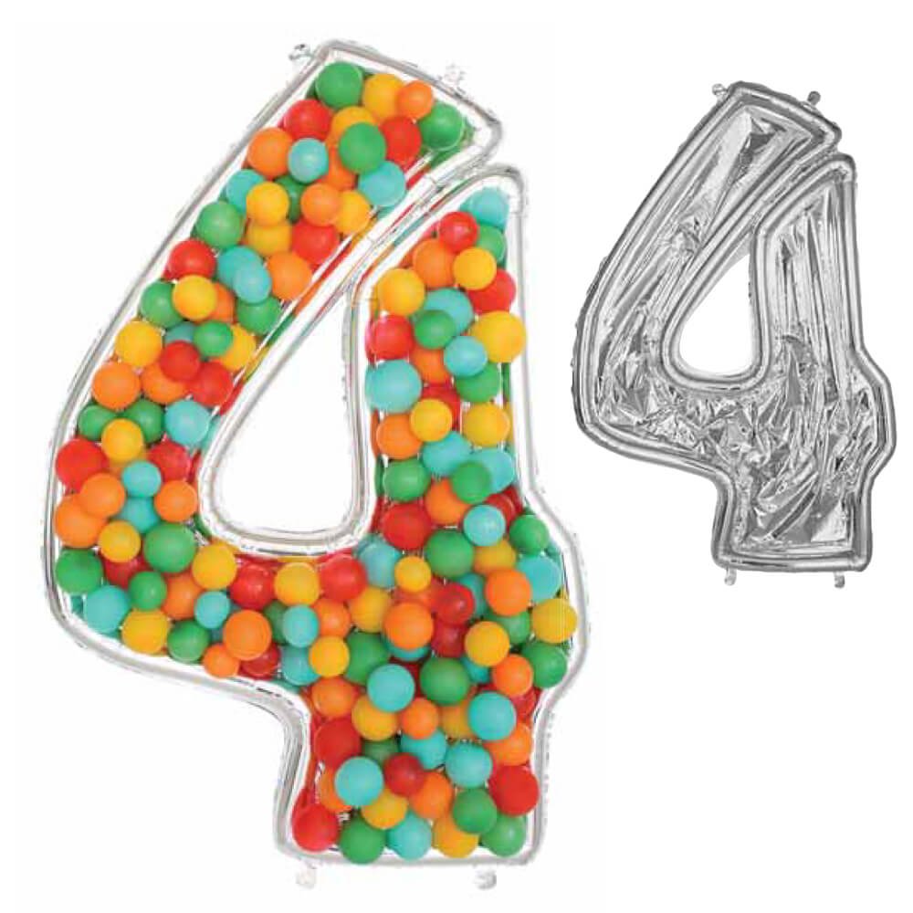 Foil Balloon Mosaic Number 4 Silver