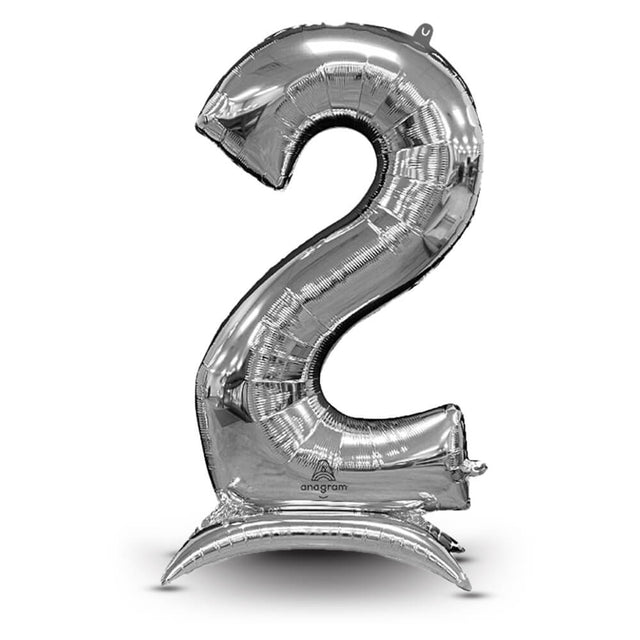 Number Balloon 54 Inch Stand-Up 2 Silver