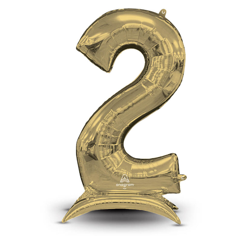 Foil Balloon Stand-Up Numberz 2 White Gold