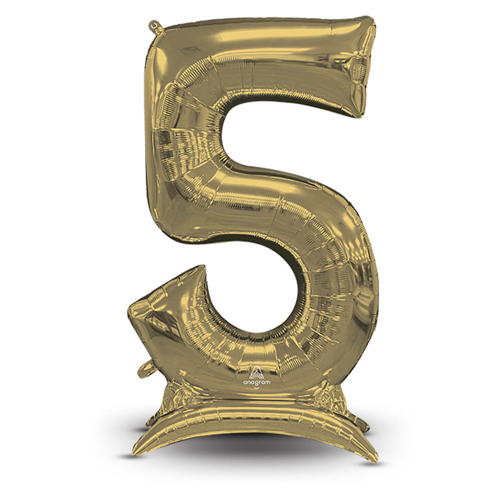 Foil Balloon Stand-Up Number 5 White Gold