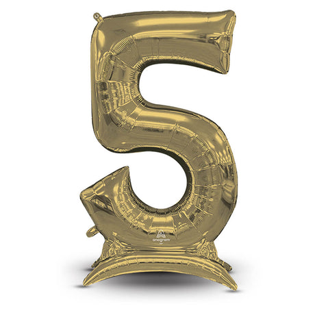 Foil Balloon Stand-Up Number 5 White Gold