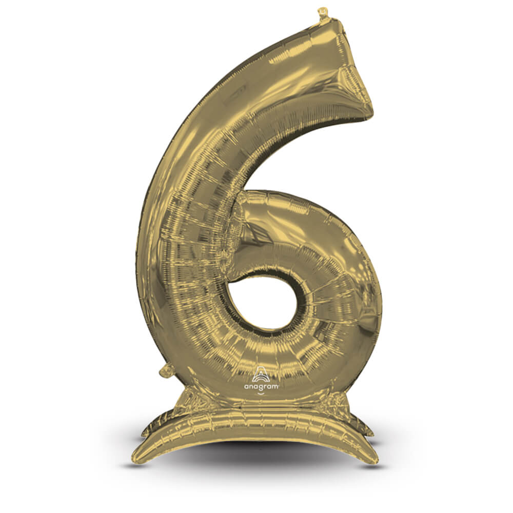 Foil Balloon Stand-Up Number 6 White Gold