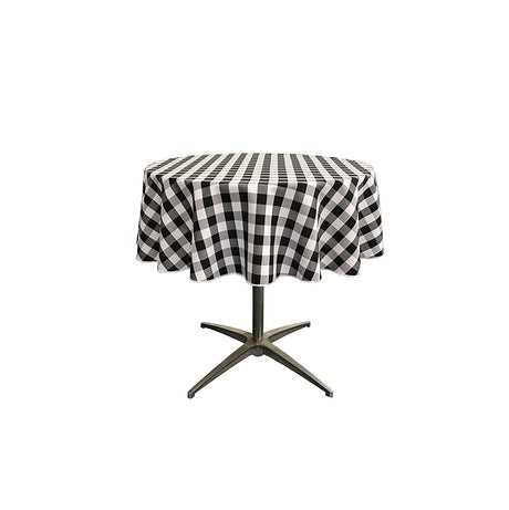 54" Round Tablecloth Polyester Fabric - Checkered Gingham Plaid, 54" Diameter (1 Piece)