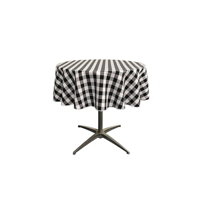 54" Round Tablecloth Polyester Fabric - Checkered Gingham Plaid, 54" Diameter (1 Piece)