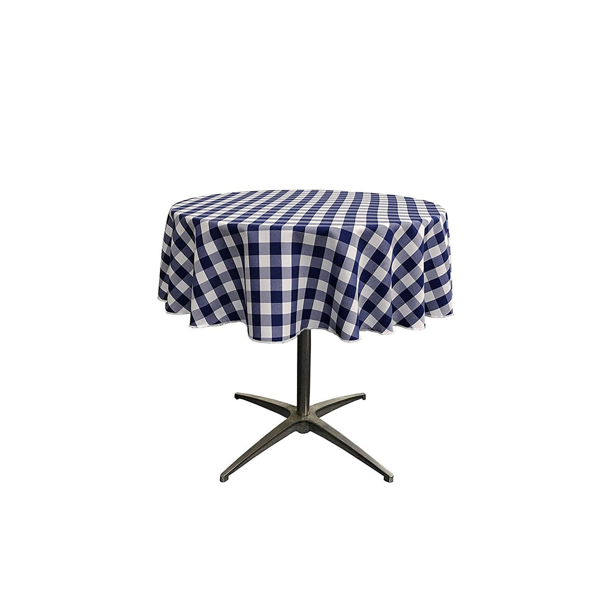 54" Round Tablecloth Polyester Fabric - Checkered Gingham Plaid, 54" Diameter (1 Piece)