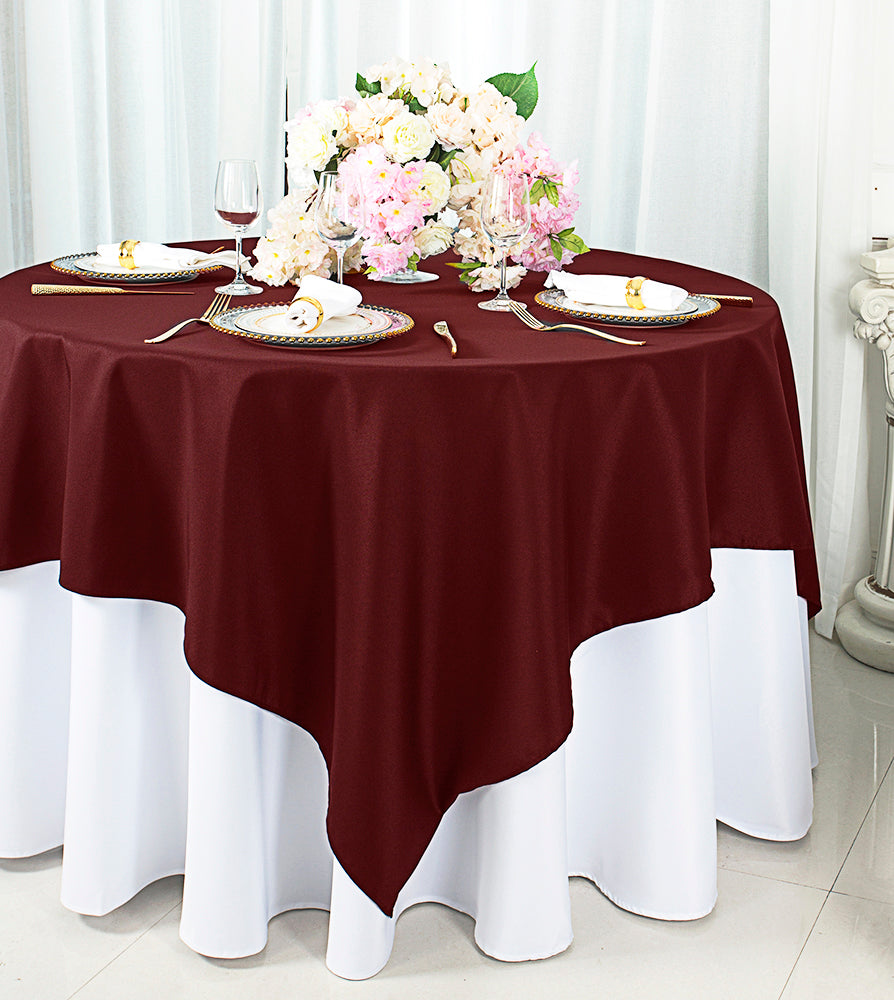 Square Polyester Table Overlay 54x54 Burgundy