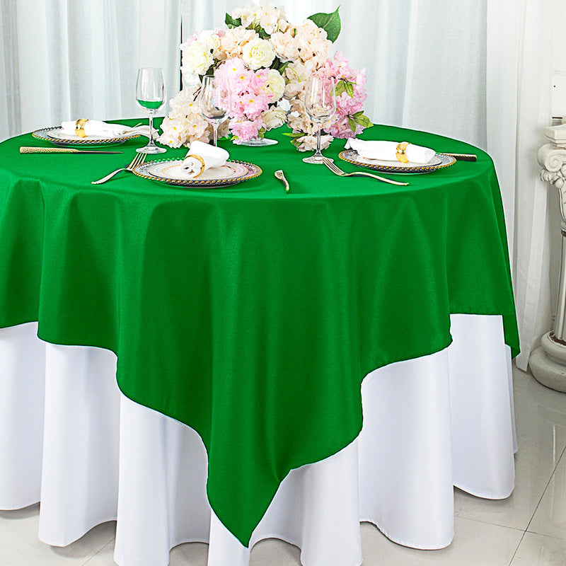 Square Polyester Table Overlay 54x54 Emerald Green