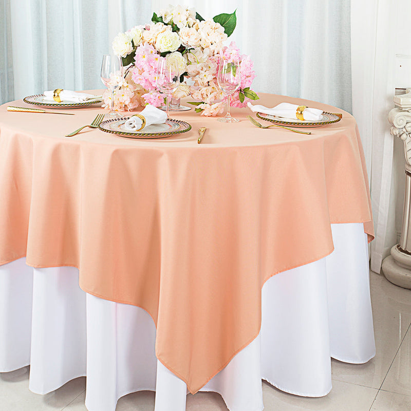 Square Polyester Table Overlay 54x54 Apricot/Peach