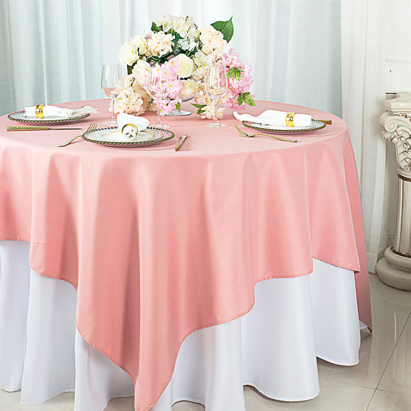 Square Polyester Table Overlay 54x54 Rose Pink