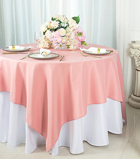 Square Polyester Table Overlay 54x54 Rose Pink