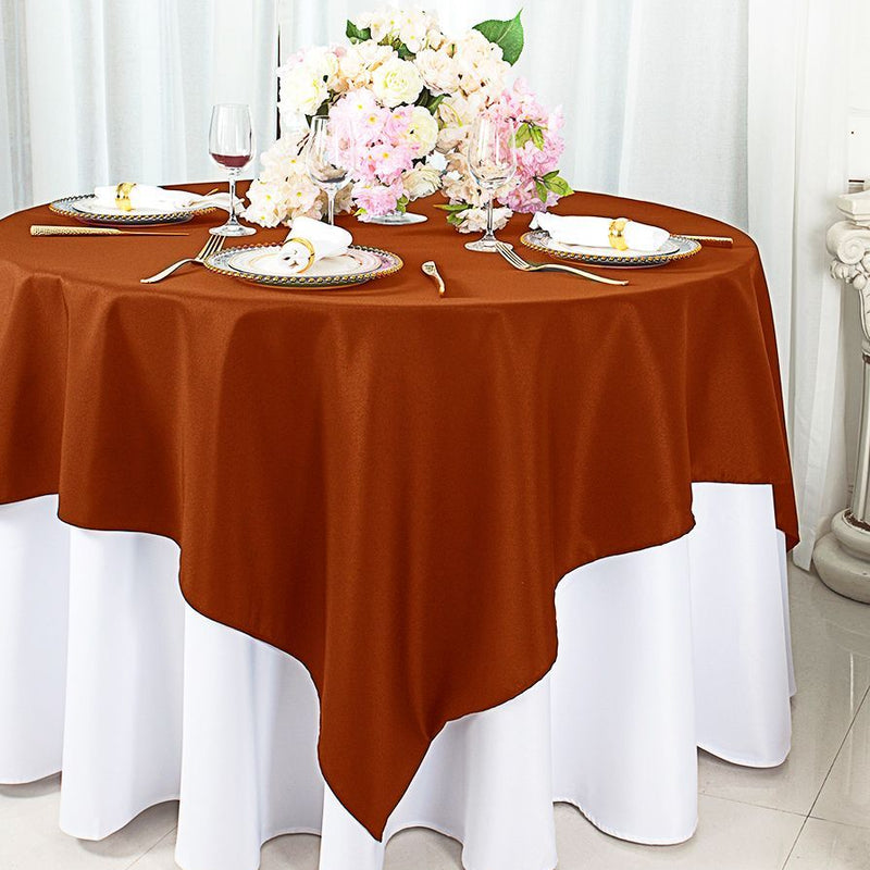 Square Polyester Table Overlay 54x54 Rust/Burnt Orange
