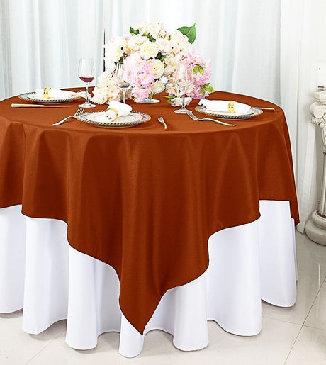 Square Polyester Table Overlay 54x54 Rust/Burnt Orange