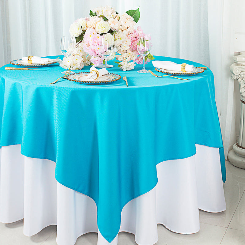 Square Polyester Table Overlay 54x54 Turquoise