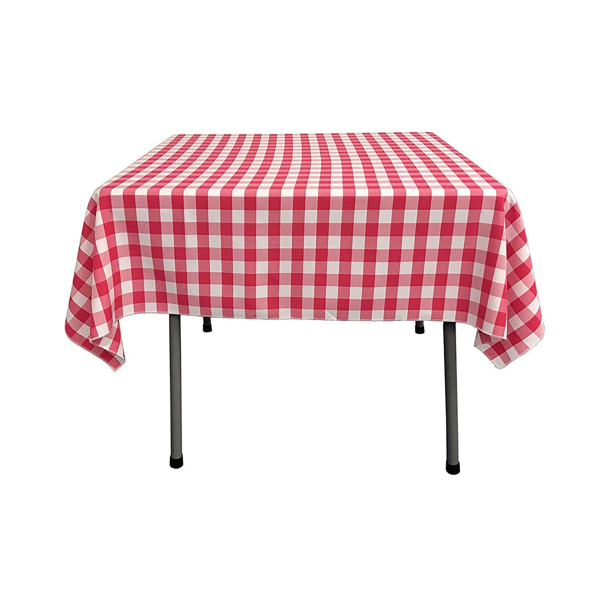Polyester Gingham Plaid Fabric - White Checkered, 54" X 54" Square Tablecloth, 6" Drop (1 Tablecloth)