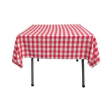 Polyester Gingham Plaid Fabric - White Checkered, 54" X 54" Square Tablecloth, 6" Drop (1 Tablecloth)