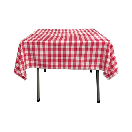 Polyester Gingham Plaid Fabric - White Checkered, 54" X 54" Square Tablecloth, 6" Drop (1 Tablecloth)