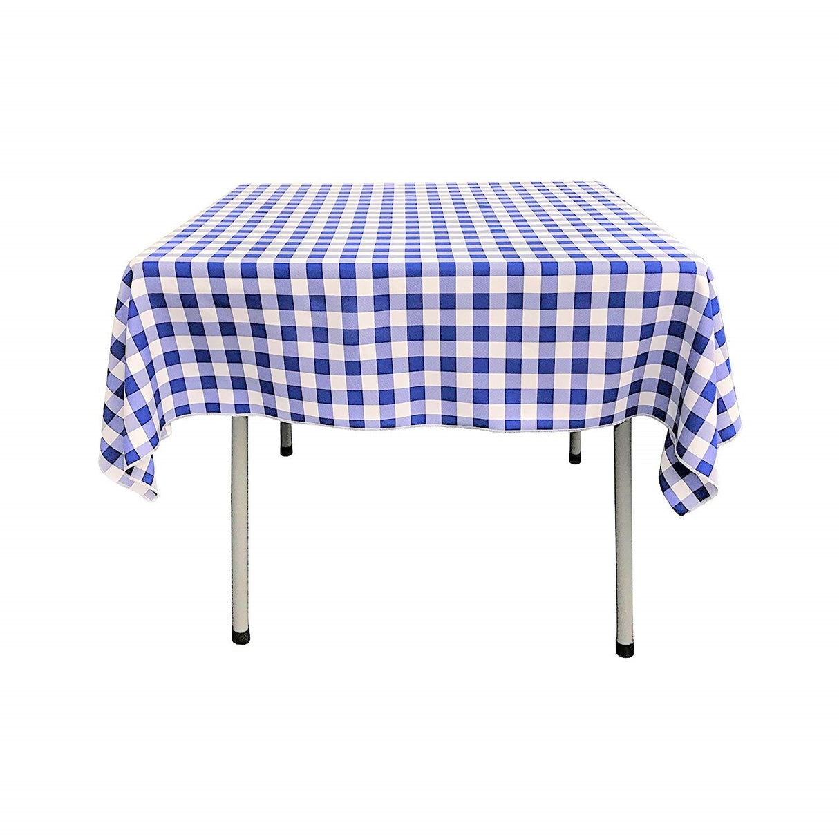 Polyester Gingham Plaid Fabric - White Checkered, 54" X 54" Square Tablecloth, 6" Drop (1 Tablecloth)