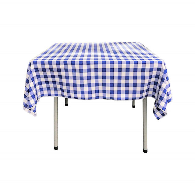 Polyester Gingham Plaid Fabric - White Checkered, 54" X 54" Square Tablecloth, 6" Drop (1 Tablecloth)
