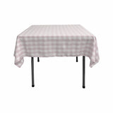 Polyester Gingham Plaid Fabric - White Checkered, 54" X 54" Square Tablecloth, 6" Drop (1 Tablecloth)