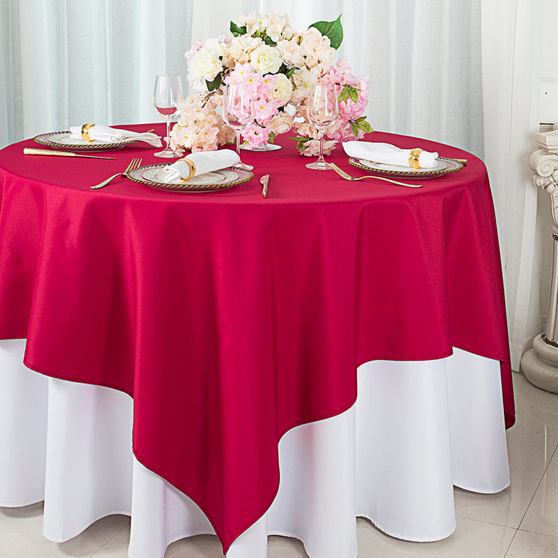 Square Polyester Table Overlay 54x54 Apple Red