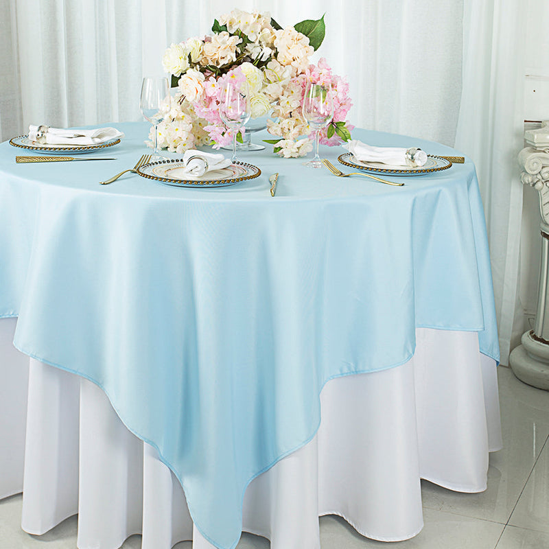 Square Polyester Table Overlay 54x54 Baby Blue