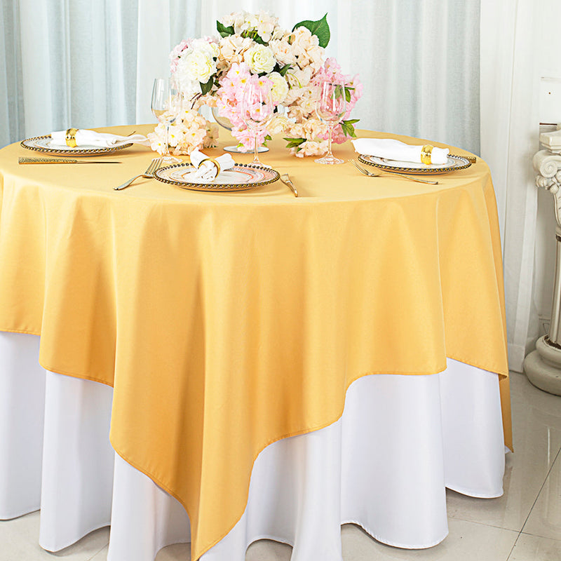 Square Polyester Table Overlay 54x54 Gold