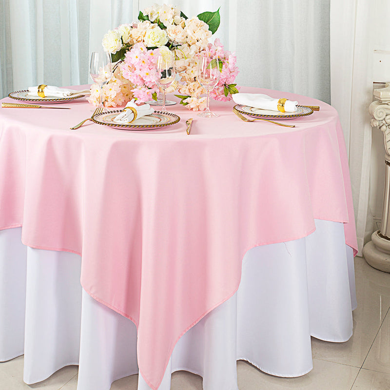 Square Polyester Table Overlay 54x54 Pink
