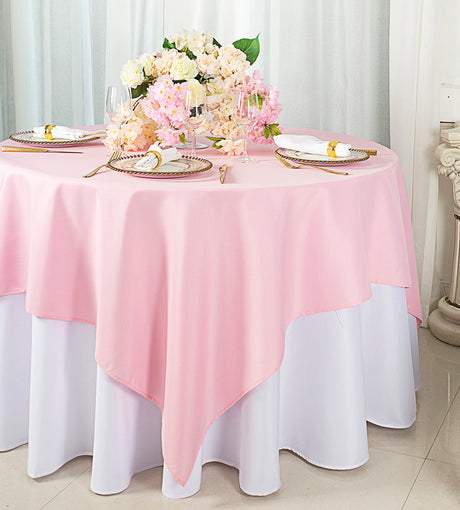 Square Polyester Table Overlay 54x54 Pink