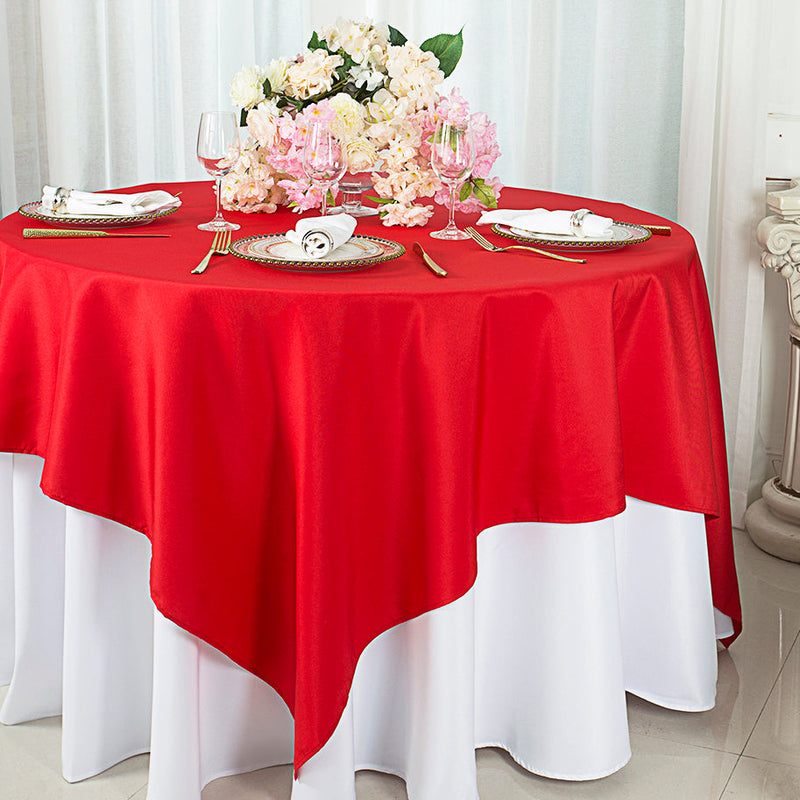 Square Polyester Table Overlay 54x54 Red