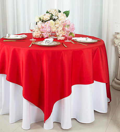 Square Polyester Table Overlay 54x54 Red