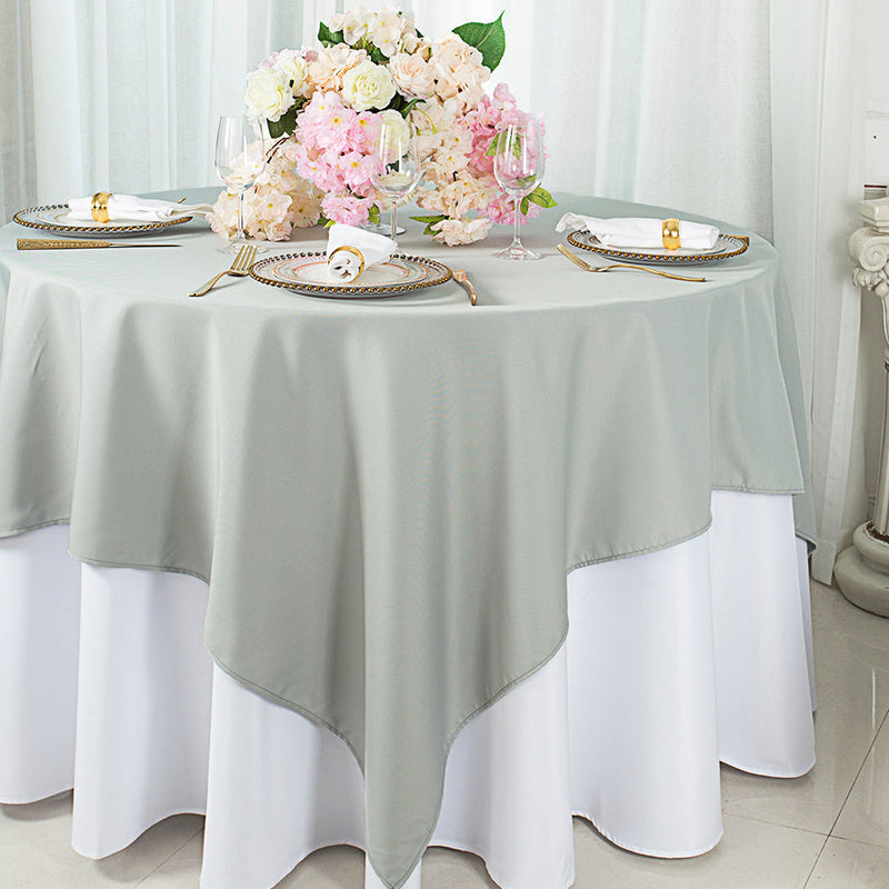 Square Polyester Table Overlay 54x54 Silver