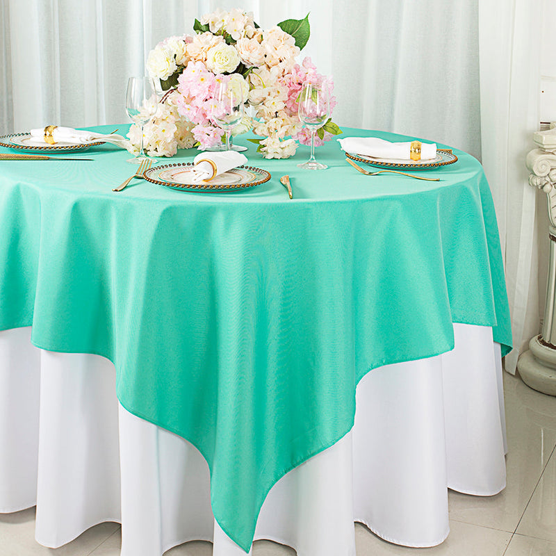 Square Polyester Table Overlay 54x54 Tiff Blue/Aqua Blue
