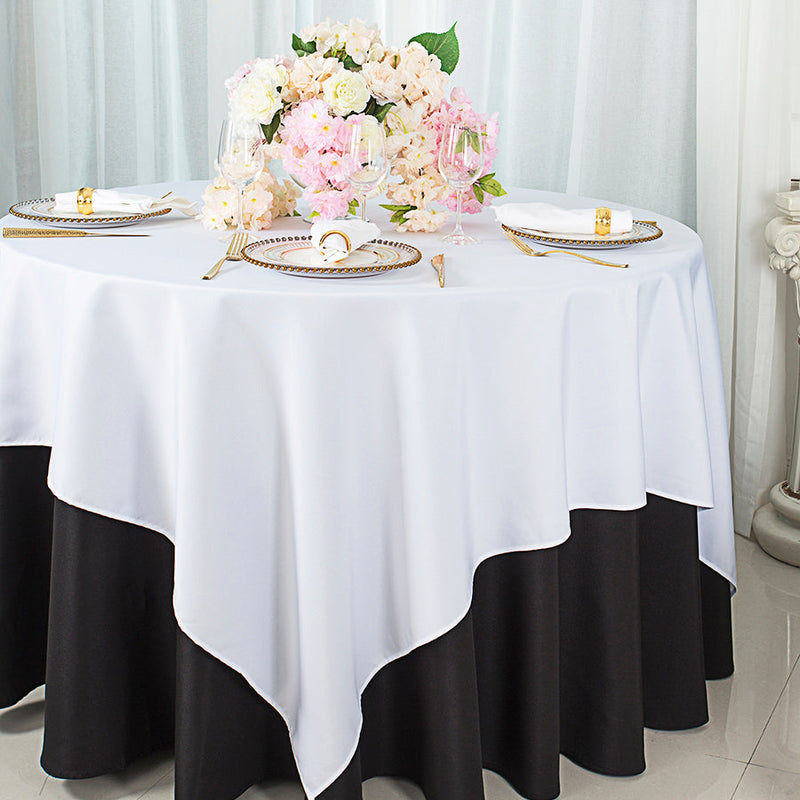Square Polyester Table Overlay 54x54 White