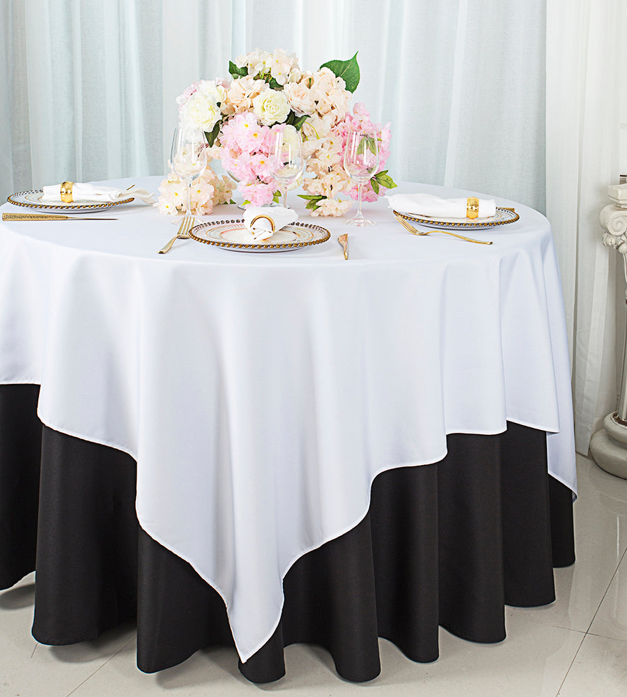 Square Polyester Table Overlay 54x54 White