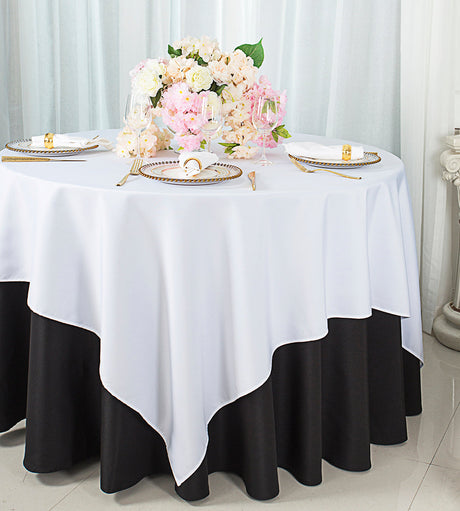 Square Polyester Table Overlay 54x54 White
