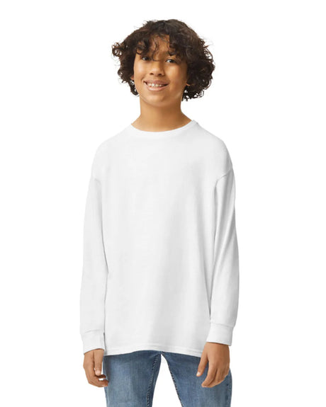 Gildan 5400B Youth Long Sleeve Cotton Fabric - White, Classic Fit, Long Sleeve (1 Piece)