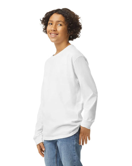 Gildan 5400B Youth Long Sleeve Cotton Fabric - White, Classic Fit, Long Sleeve (1 Piece)