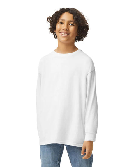 Gildan 5400B Youth Long Sleeve Cotton Fabric - White, Classic Fit, Long Sleeve (1 Piece)