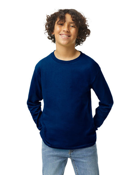 Gildan 5400B Youth Long Sleeve Cotton Fabric - Navy, Long Sleeve, Classic Fit (1 Piece)