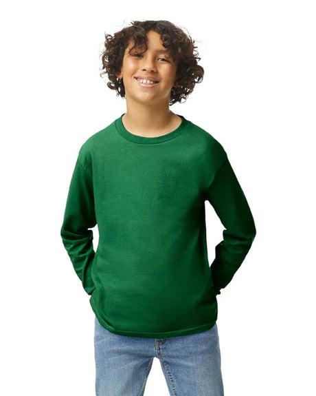 Gildan 5400B Youth Long Sleeve Cotton Fabric - Forest Green, Long Sleeve, Classic Fit (1 Shirt)
