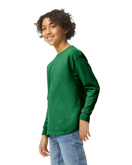 Gildan 5400B Youth Long Sleeve Cotton Fabric - Forest Green, Long Sleeve, Classic Fit (1 Shirt)