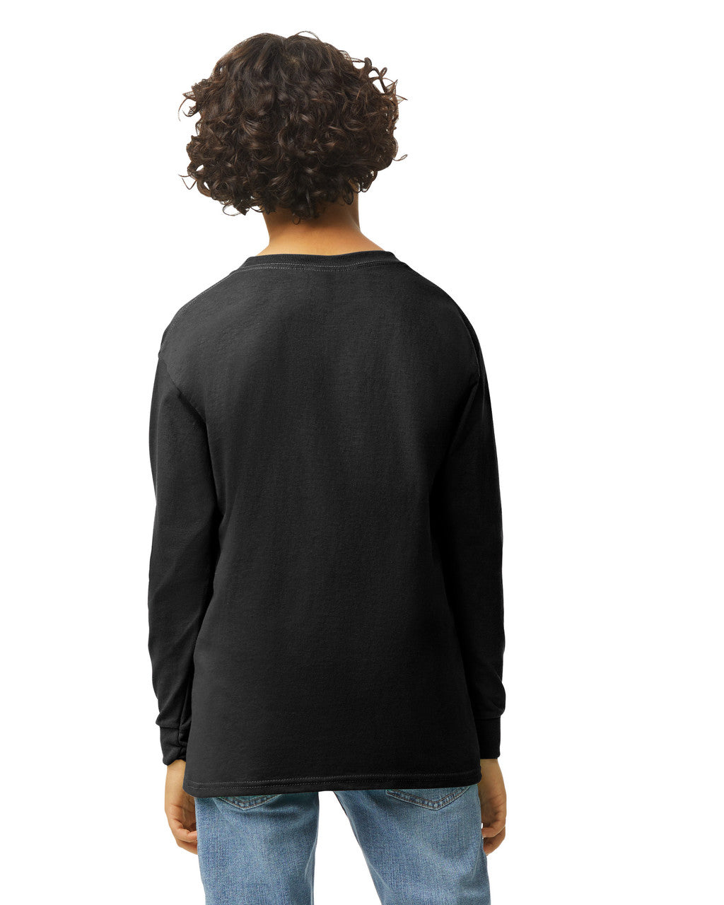 Gildan 5400B Youth Long Sleeve Cotton Fabric - Black, Preshrunk Jersey Knit, Classic Fit (1 Unit)