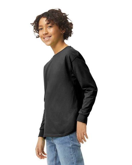 Gildan 5400B Youth Long Sleeve Cotton Fabric - Black, Preshrunk Jersey Knit, Classic Fit (1 Unit)