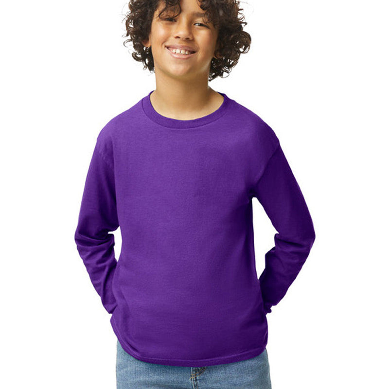 Gildan 5400B Youth Long Sleeve Cotton Fabric - Purple, Classic Fit, Long Sleeve (1 Piece)
