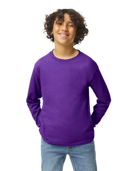 Gildan 5400B Youth Long Sleeve Cotton Fabric - Purple, Classic Fit, Long Sleeve (1 Piece)