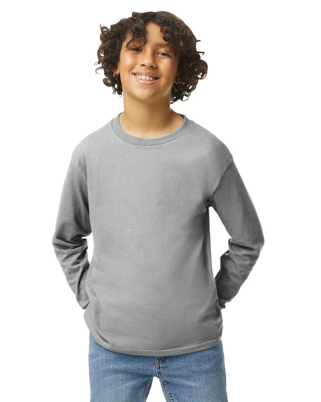 Gildan 5400B Youth Long Sleeve Cotton Fabric - Sport Grey, Long Sleeve, Youth, 5 Sizes (XS, S, M, L, XL)