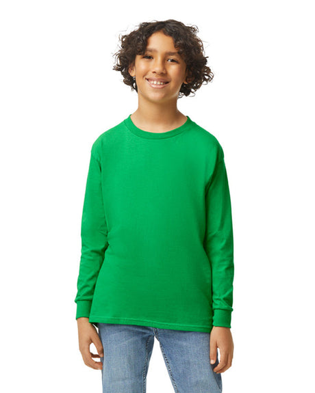 Gildan 5400B Youth Long Sleeve Cotton Fabric - Irish Green, Preshrunk Jersey Knit, Long Sleeve (1 Piece)
