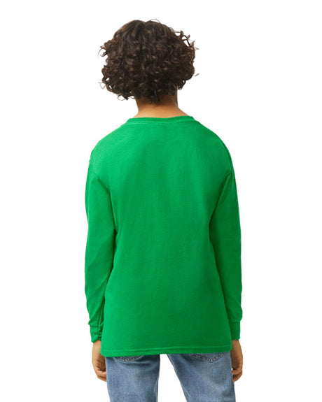 Gildan 5400B Youth Long Sleeve Cotton Fabric - Irish Green, Preshrunk Jersey Knit, Long Sleeve (1 Piece)