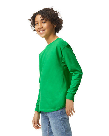 Gildan 5400B Youth Long Sleeve Cotton Fabric - Irish Green, Preshrunk Jersey Knit, Long Sleeve (1 Piece)