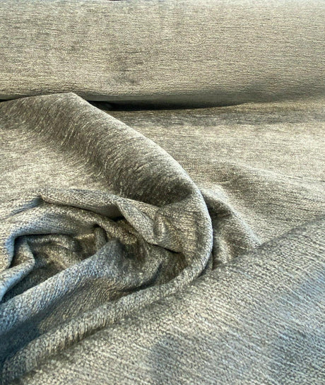 Soft Cuddle Chenille Upholstery Fabric - Pewter Taupe, Cuddle Pattern, 54" Width (1 Yard)